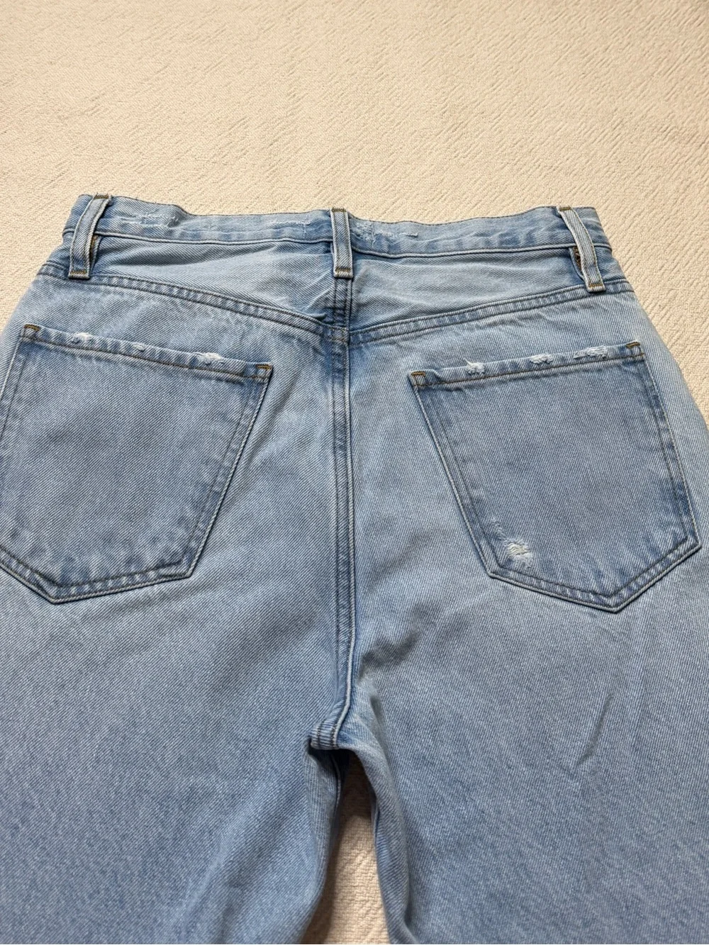 FRAME Le Jane Crop Distressed Jeans 26 Light Blue Wide Leg Boho Coastal - Picture 10 of 12